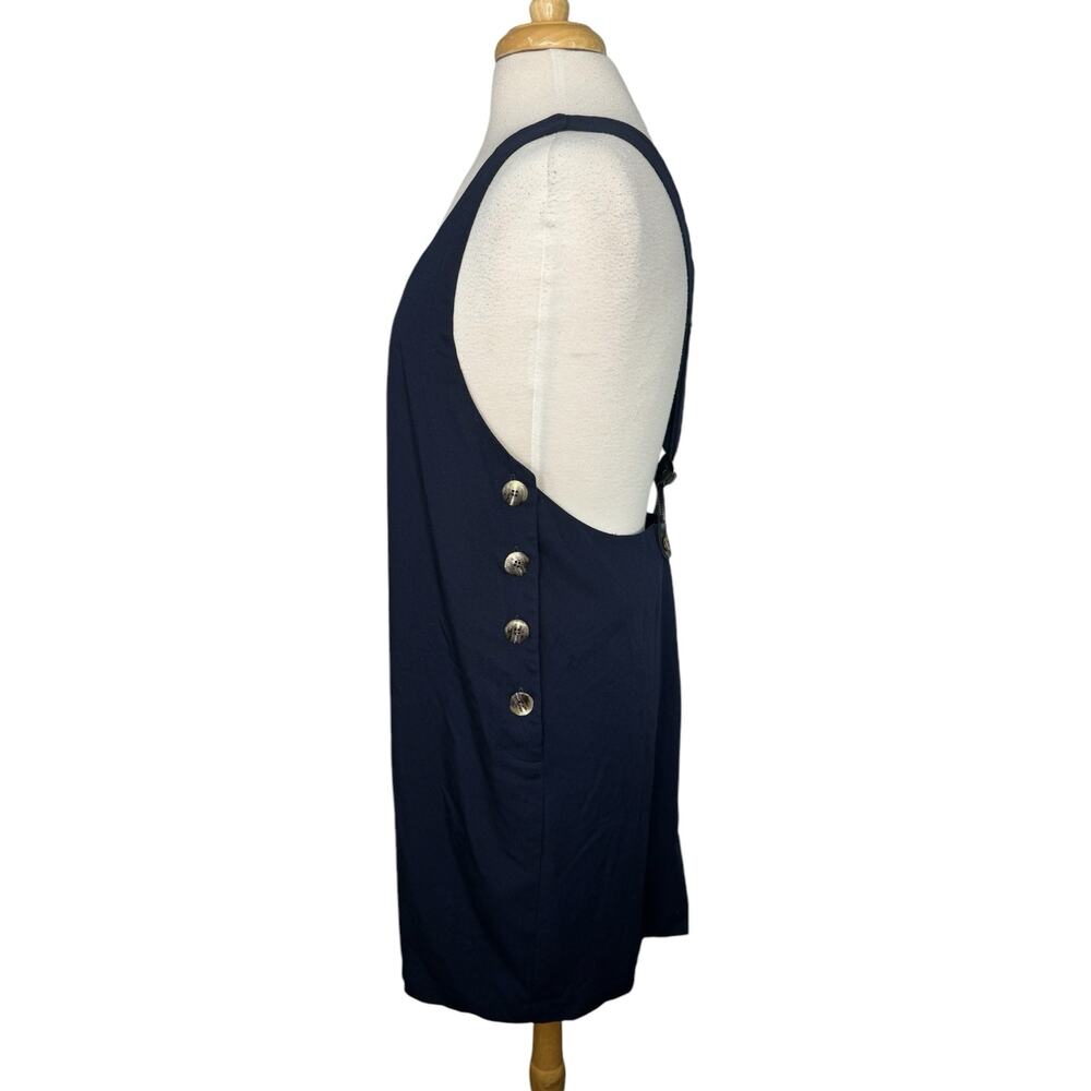 Vintage Navy Blue Maternity Overalls Dress Size 10 80s 90s Made in USA Jumper - Picture 2 of 11